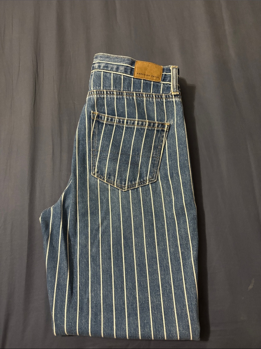 American Eagle Outfitters Blue Denim Pinstriped Straight Jeans